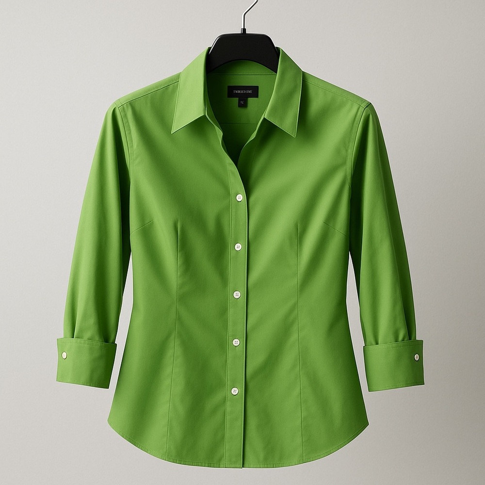 Talbots Green Button Down Shirt with Notched Collar